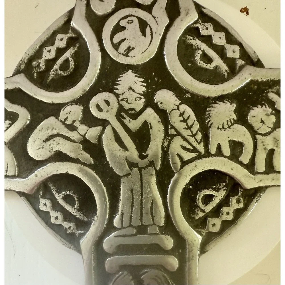Vintage Mid Century Modern Religious Cross Cast Aluminum Wall Art 12